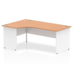 Dynamic Impulse 1800mm Left Crescent Desk Oak Top White Panel End Leg TT000035 DD