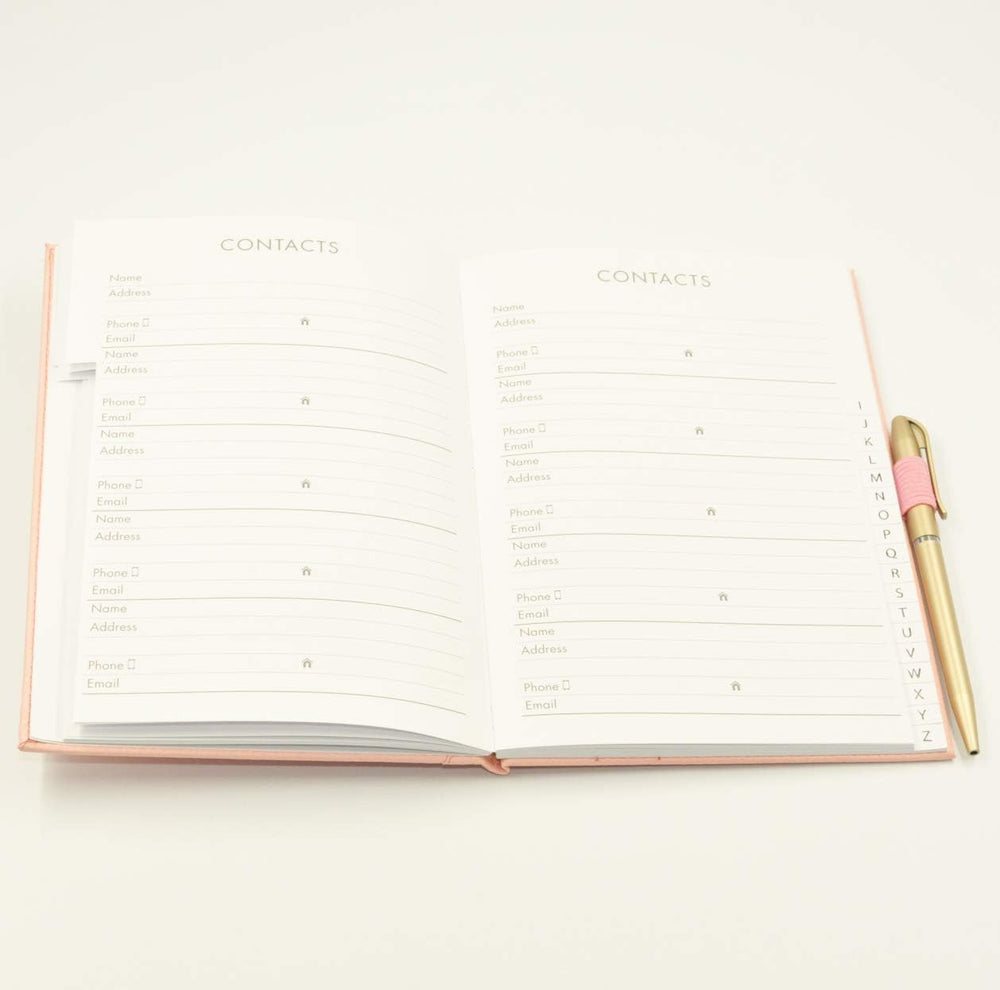 A5 Pink Hardback A–Z Address Book with Pen
