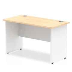 Impulse Straight Office Desk W1200 x D600 x H730mm Panel End Leg Maple Finish White Frame  - TT000123 DD