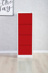 Phoenix FC Series 4 Drawer Filing Cabinet Grey Body Red Drawers with Key Lock - FC1004GRK DD