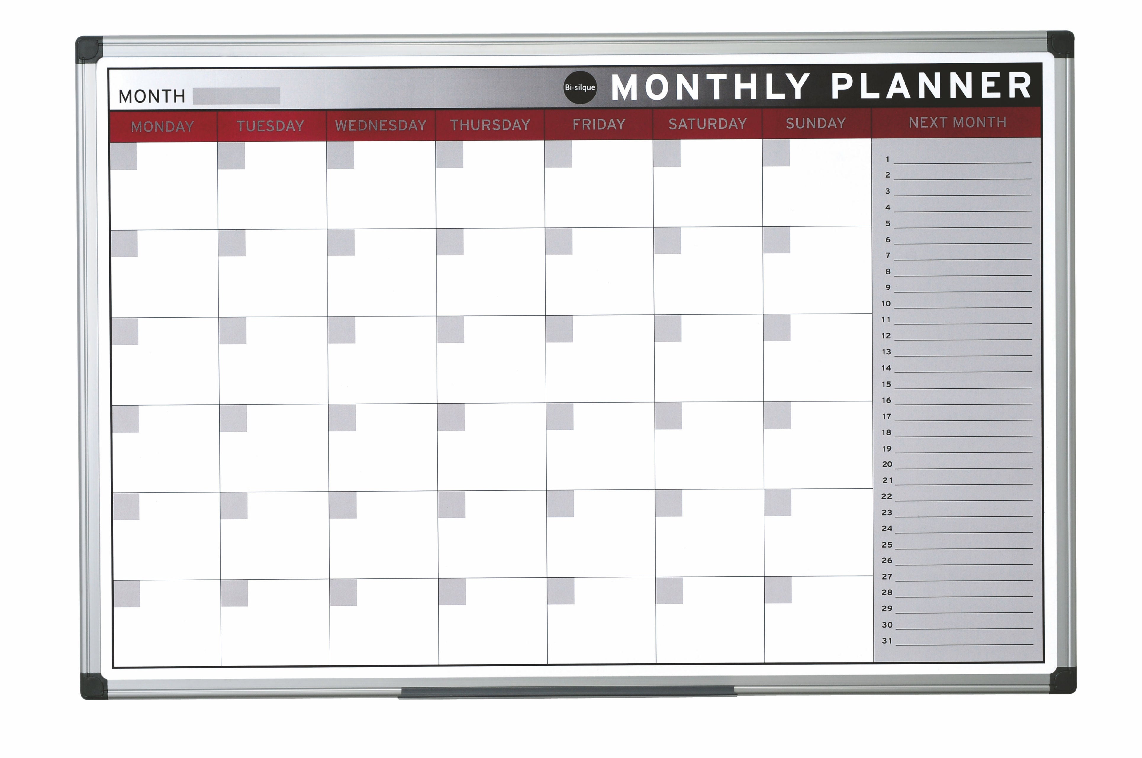 Bi-Office Month Magnetic Whiteboard Planner Aluminium Frame 900x600mm - GA0336170 DD