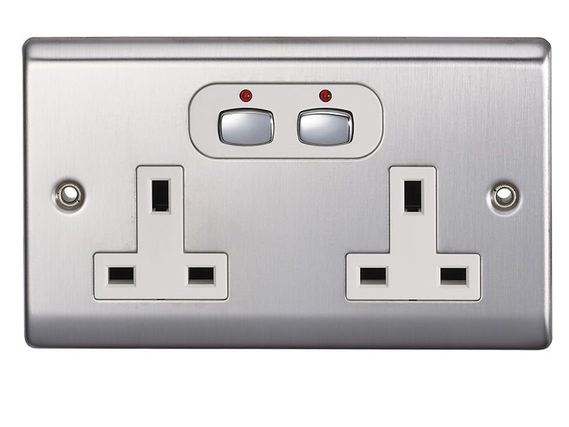 EnerGenie MiHome Smart 6MM 2 Gang Power Socket Steel