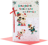 Christmas Greeting Card for Daughter, Son-in-Law and Family – Cute Boofle Embellished Festive Design