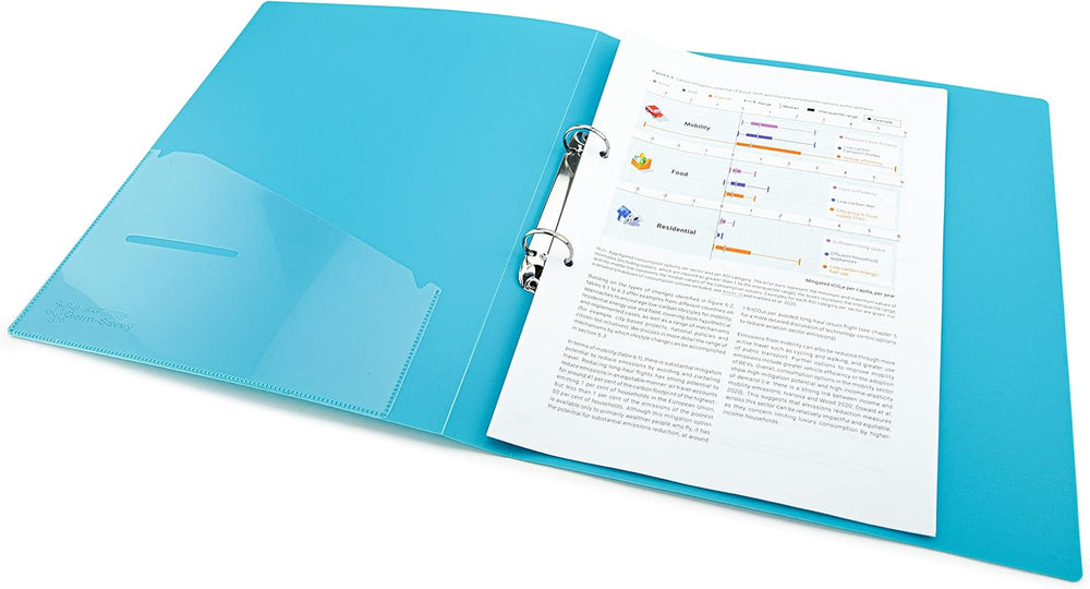 Rapesco Germ-Savvy® Antibacterial: A4 (2-Ring) PP Ring Binder, 35mm Spine – Aqua (1 Unit = 4 Binders)