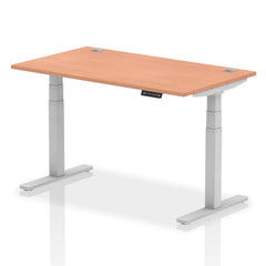 Dynamic Air 1400 x 800mm Height Adjustable Desk Beech Top Cable Ports Silver Leg HA01082 DD