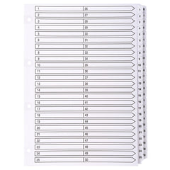 Exacompta Index 1-50 A4 160gsm Card White with White Mylar Tabs - MWD1-50Z