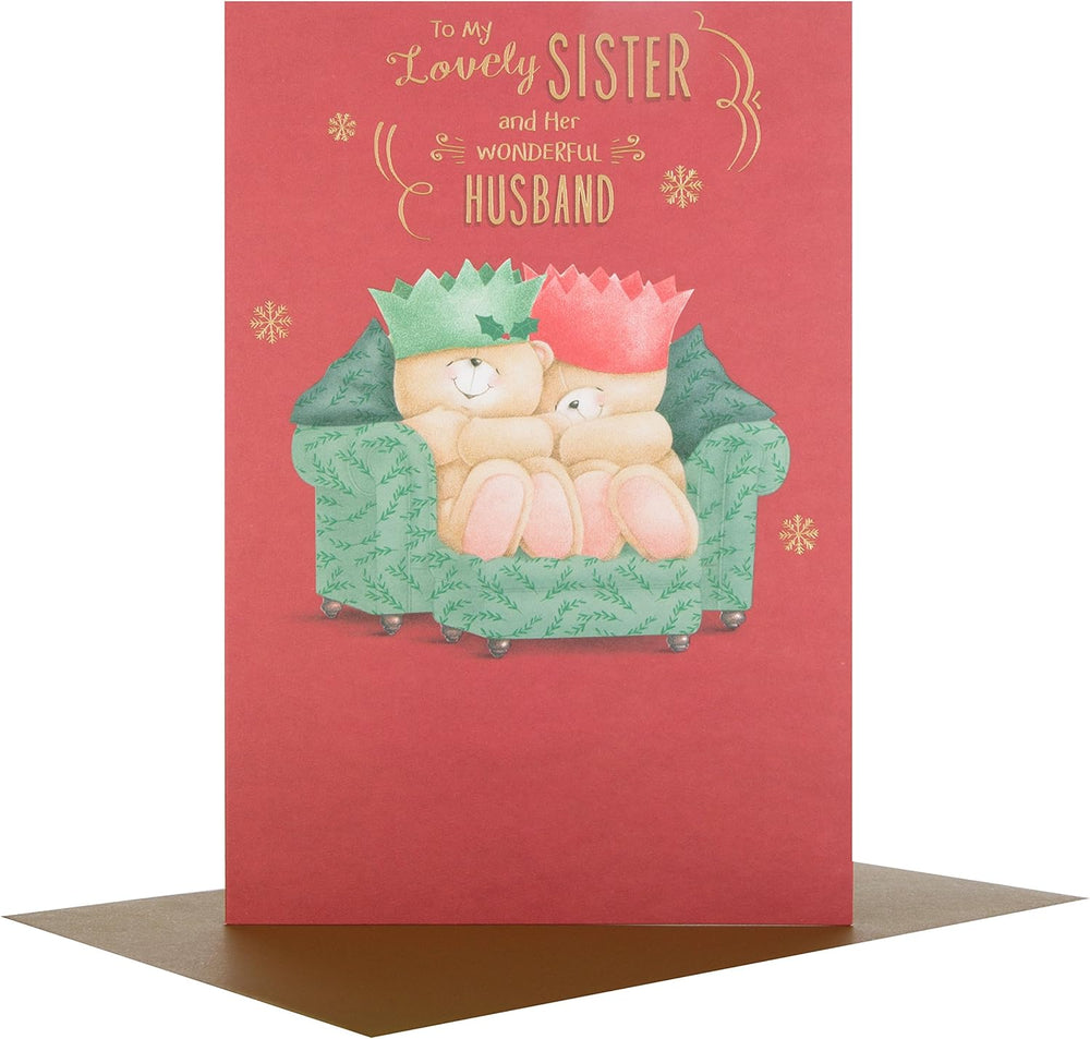 Christmas Greeting Card for Sister and Husband with Festive Seasonal Design and Heartfelt Wishes