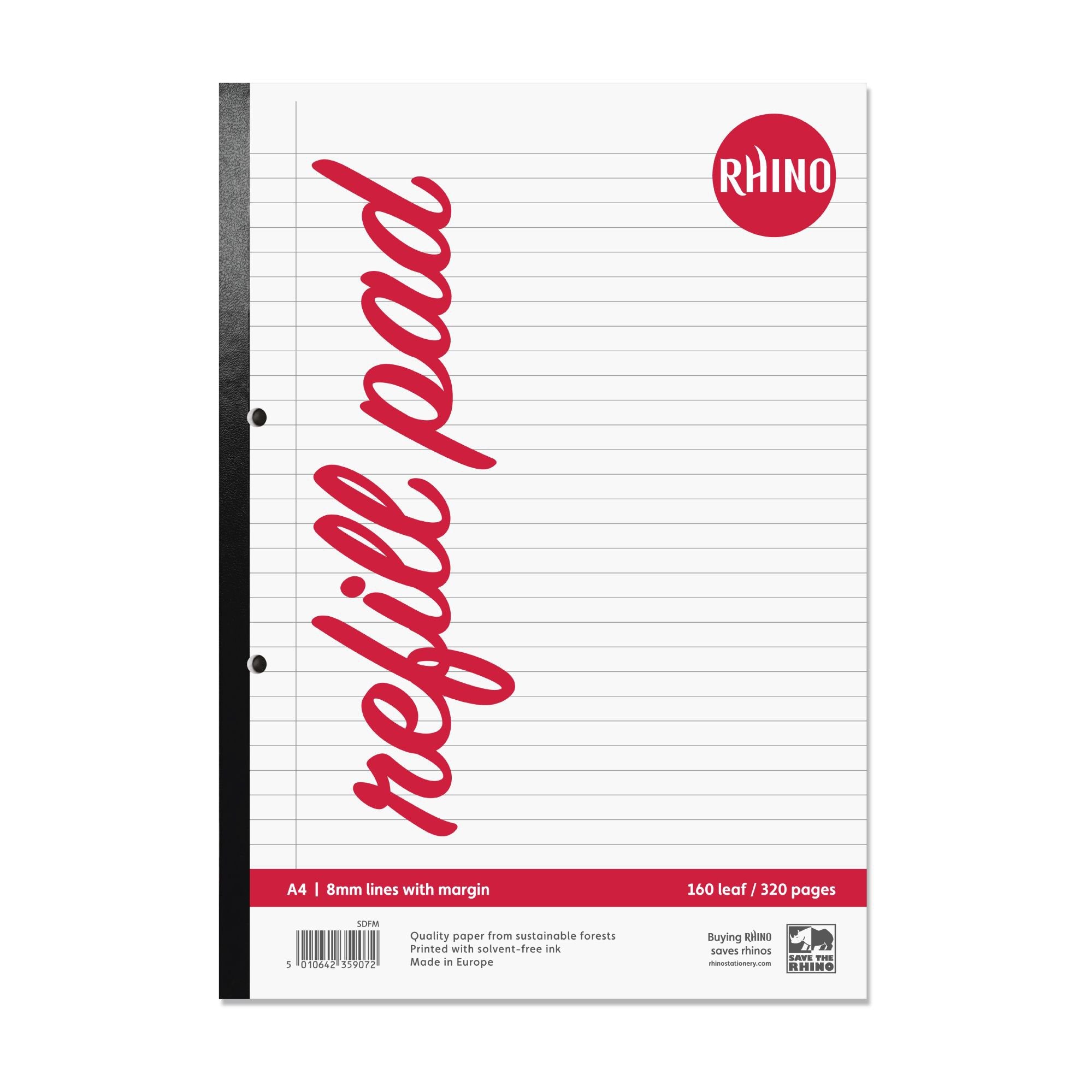 Rhino A4 Refill Pad 320 Page Feint Ruled 8mm With Margin (Pack 3) - SDFM-6 DD