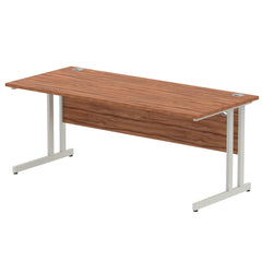Impulse 1800 x 800mm Straight Desk Walnut Top Silver Cantilever Leg I000330 DD