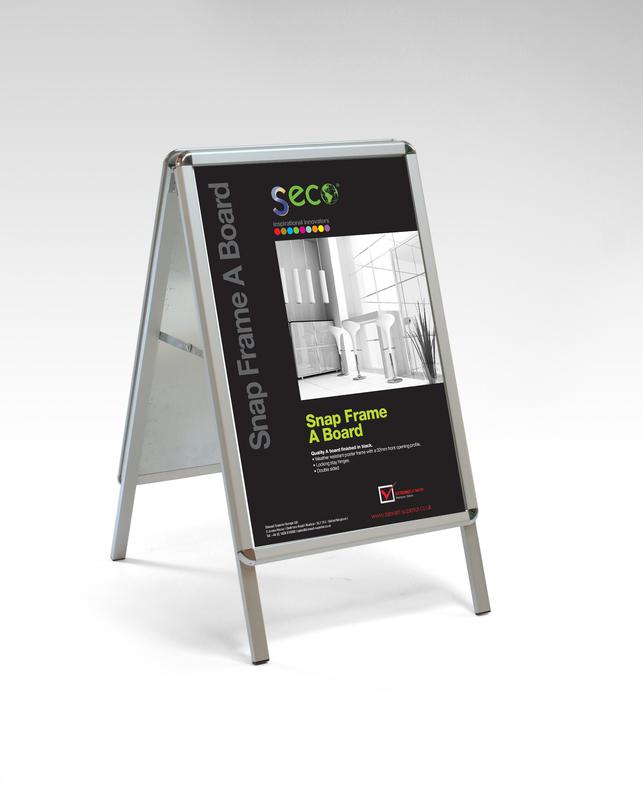 SECO Aluminium Snap Frame A-Board 32mm A1 Silver - A1AB