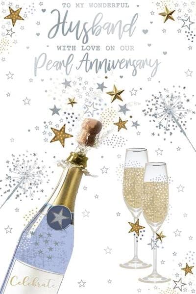 Husband On Our Pearl 30th Champagne Flutes Happy Anniversary Card