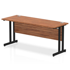Impulse 1600 x 600mm Straight Desk Walnut Top Black Cantilever Leg MI003271 DD