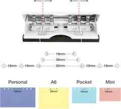 Rapesco 1321 Adjustable 6-Hole Organiser/Diary Punch, 10 Sheet Capacity, White