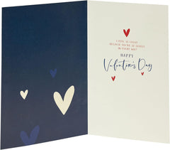 Boyfriend Valentines Day Card With Envelope - Gold & Dark Blue Design