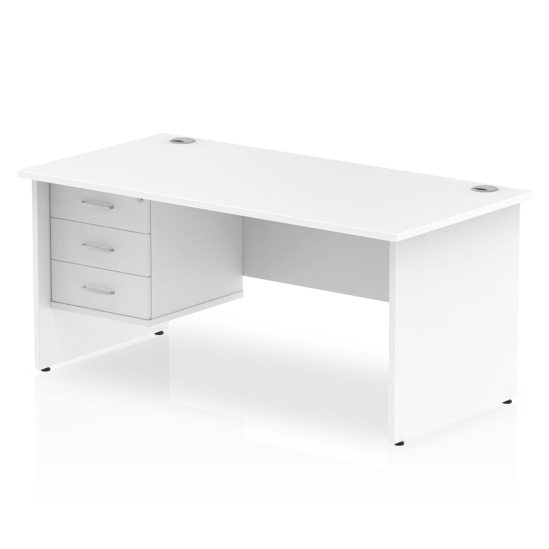 Dynamic Impulse W1600 x D800 x H730mm Straight Office Desk Panel End Leg With 1 x 3 Drawer Fixed Pedestal White Finish - MI002256 DD