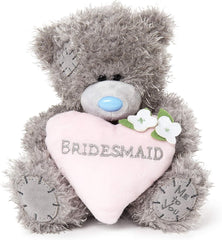 Tatty Teddy Bear Bridesmaid Love Heart on a Gift Plinth Soft Toy
