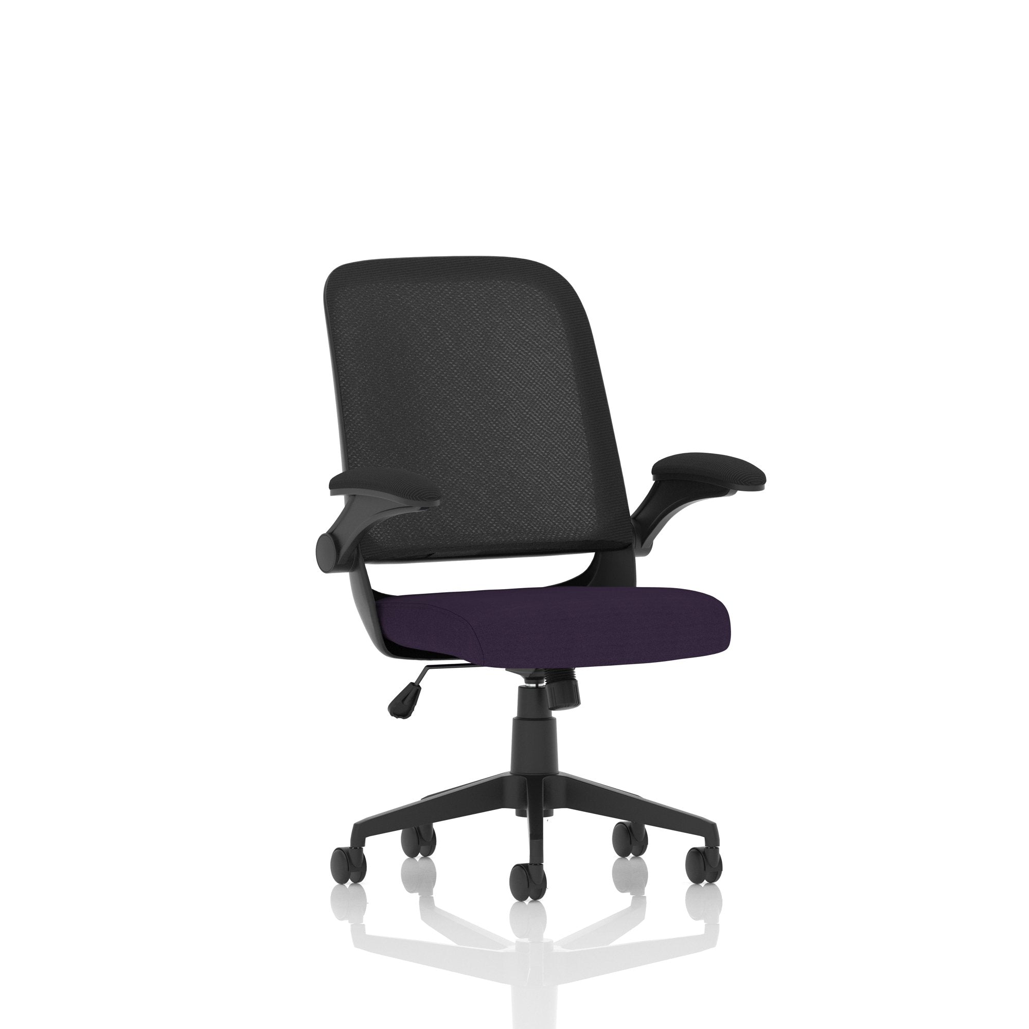 Crew Mesh Back Task Operator Office Chair Bespoke Fabric Seat Tansy Purple With Folding Arms - KCUP2023 DD