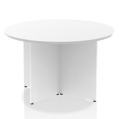 Dynamic Impulse W1200 x D1200 x H730mm Free-Standing Round Table Panel Arrowhead Leg White Finish - I003403 DD