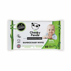Cheeky Panda Sustainable Biodegradable Bamboo Baby Wipe 60 Wipes Per Pack (Pack 12) - BABYWX12-GBR
