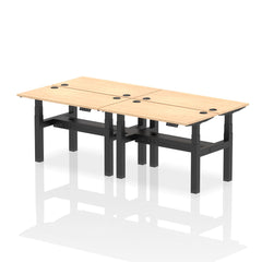 Dynamic Air Back-to-Back W1200 x D600mm Height Adjustable Sit Stand 4 Person Bench Desk With Cable Ports Maple Finish Black Frame - HA01578 DD