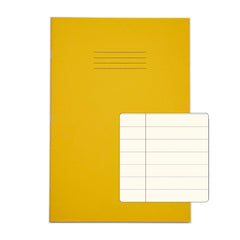 Rhino A4 Special Exercise Book 48 Page Ruled Wide 12mm Feint Lines And Margin F12M Yellow with Tinted Cream Paper F12M (Pack 10) - EX681108CV-4 DD