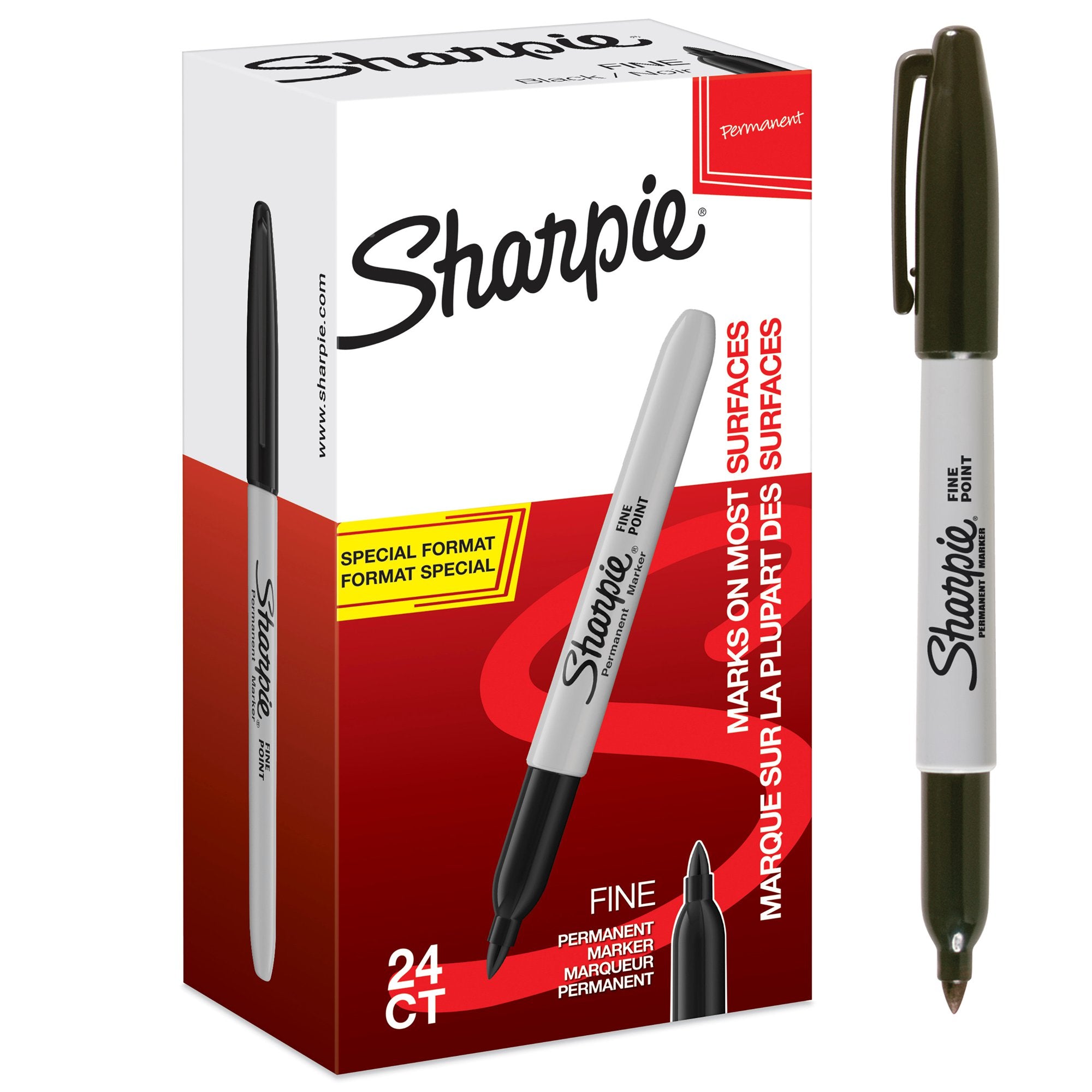 Sharpie Permanent Marker Fine Tip 0.9mm Line Black (Pack 24) 2077128