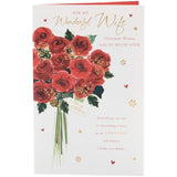 Christmas Card for Wife – Red Floral Festive Design