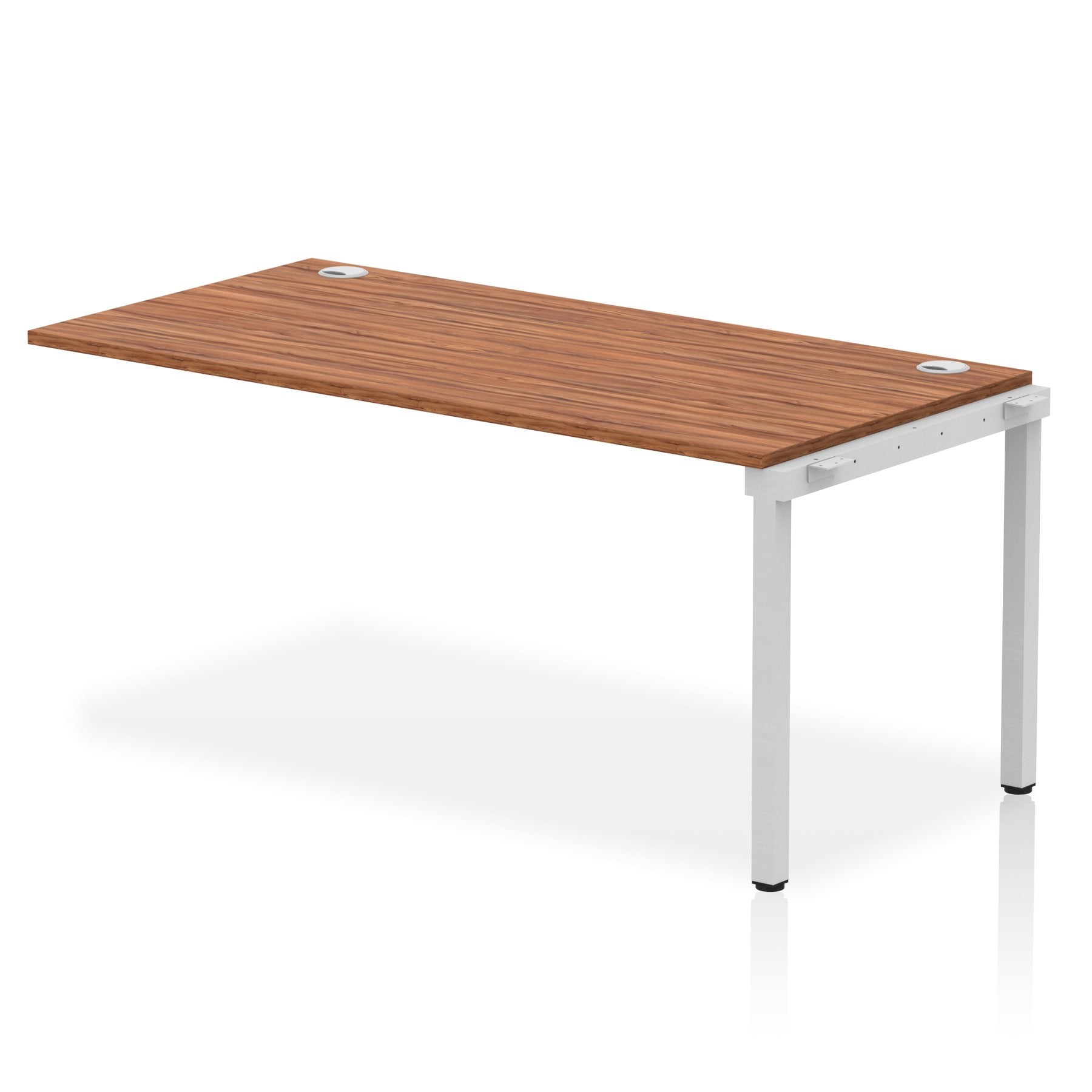 Impulse Single Row Bench Desk Extension Kit W1600 x D800 x H730mm Walnut Finish Silver Frame - IB00380 DD