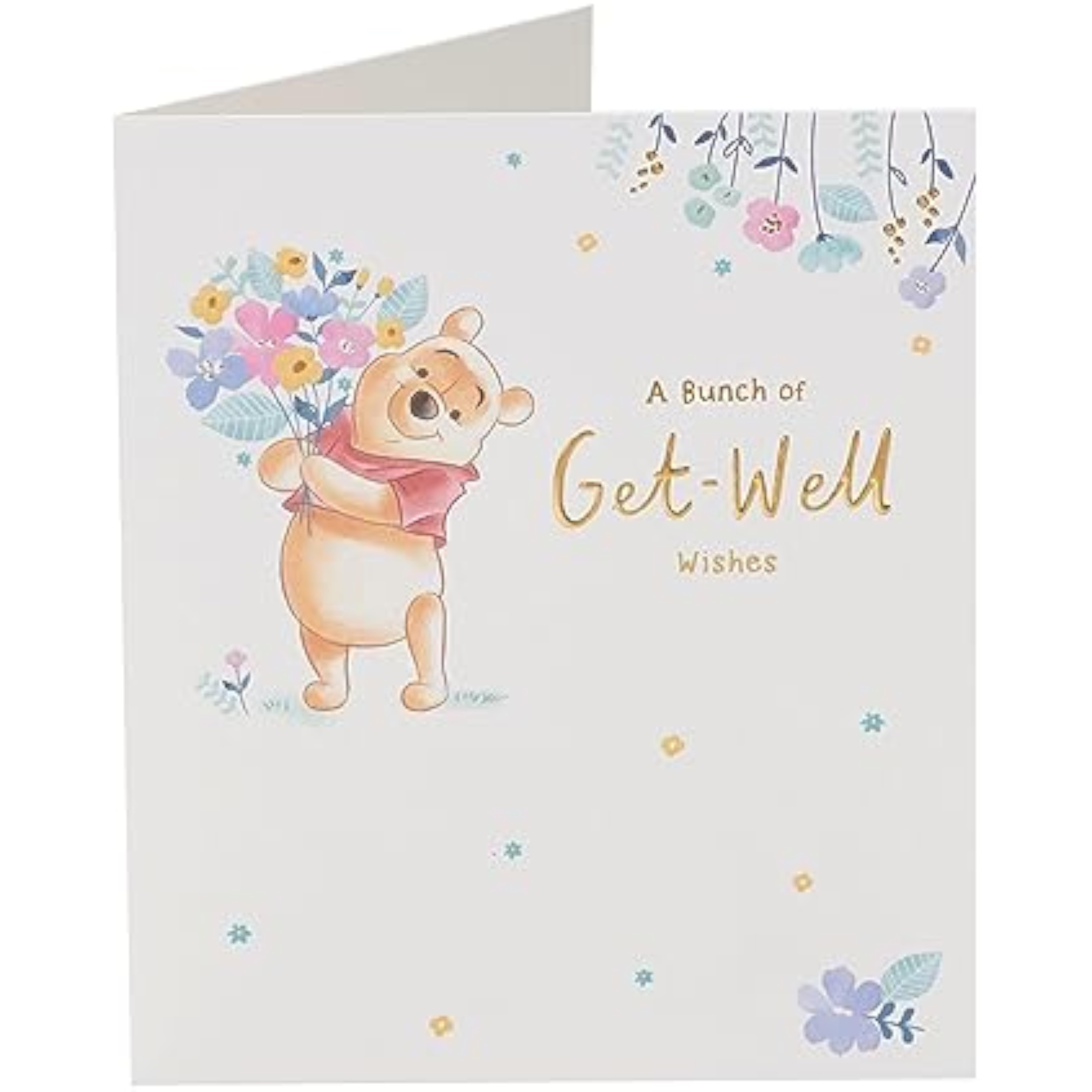 Disney Winnie The Pooh Flower Design Get Well Soon Card