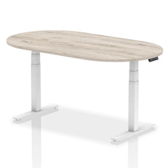Dynamic Impulse W1800 x D1000 x H660-1310mm Height Adjustable Boardroom Table Grey Oak Finish White Frame - I003571 DD