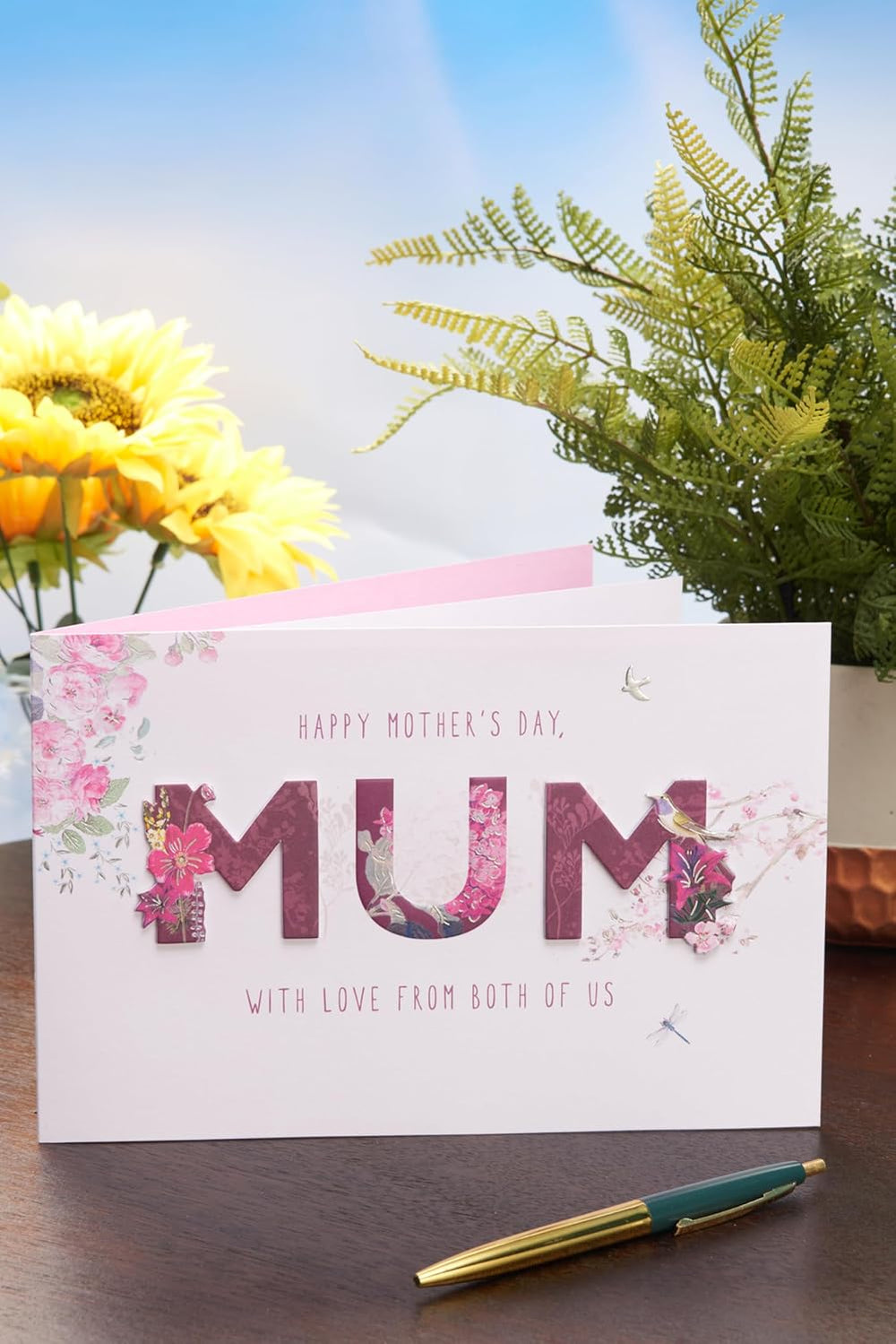 UK Greetings Mother's Day Card for Mum from Both of Us - Pink Floral Design