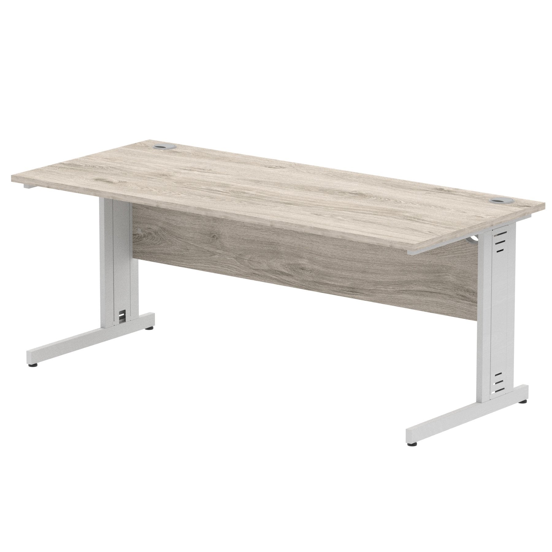 Impulse 1800 x 800mm Straight Desk Grey Oak Top Silver Cable Managed Leg I003110 DD