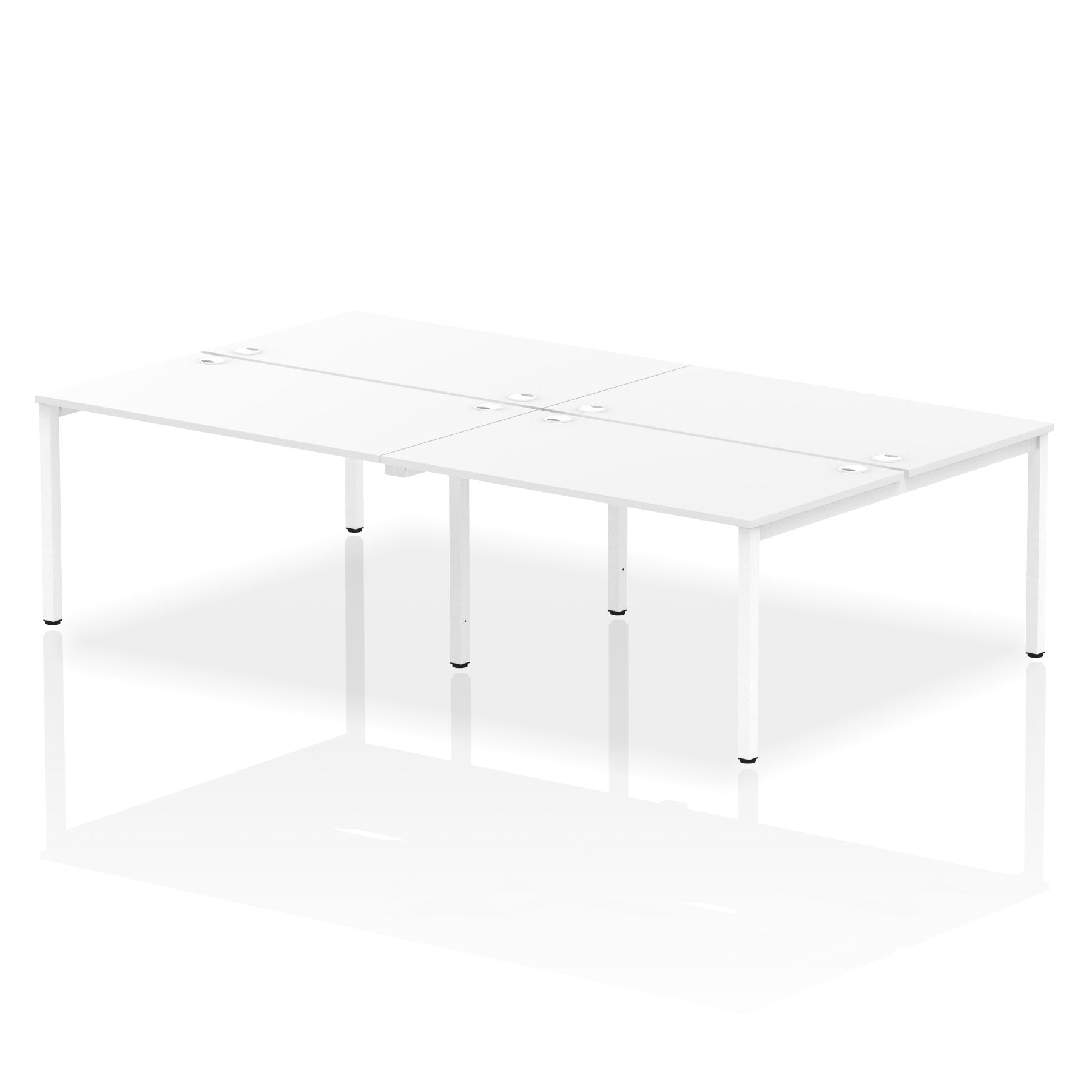 Impulse Back-to-Back 4 Person Bench Desk W1400 x D1600 x H730mm With Cable Ports White Finish White Frame - IB00159 DD