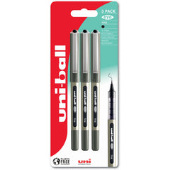 uni-ball EYE Fine UB-157 Rollerball Pen 0.7mm Tip Black Blister Pack Plastic Free Packaging (Pack 3) - 238212078