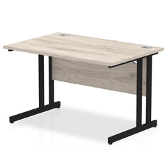 Impulse 1200 x 800mm Straight Desk Grey Oak Top Black Cantilever Leg MI003343 DD