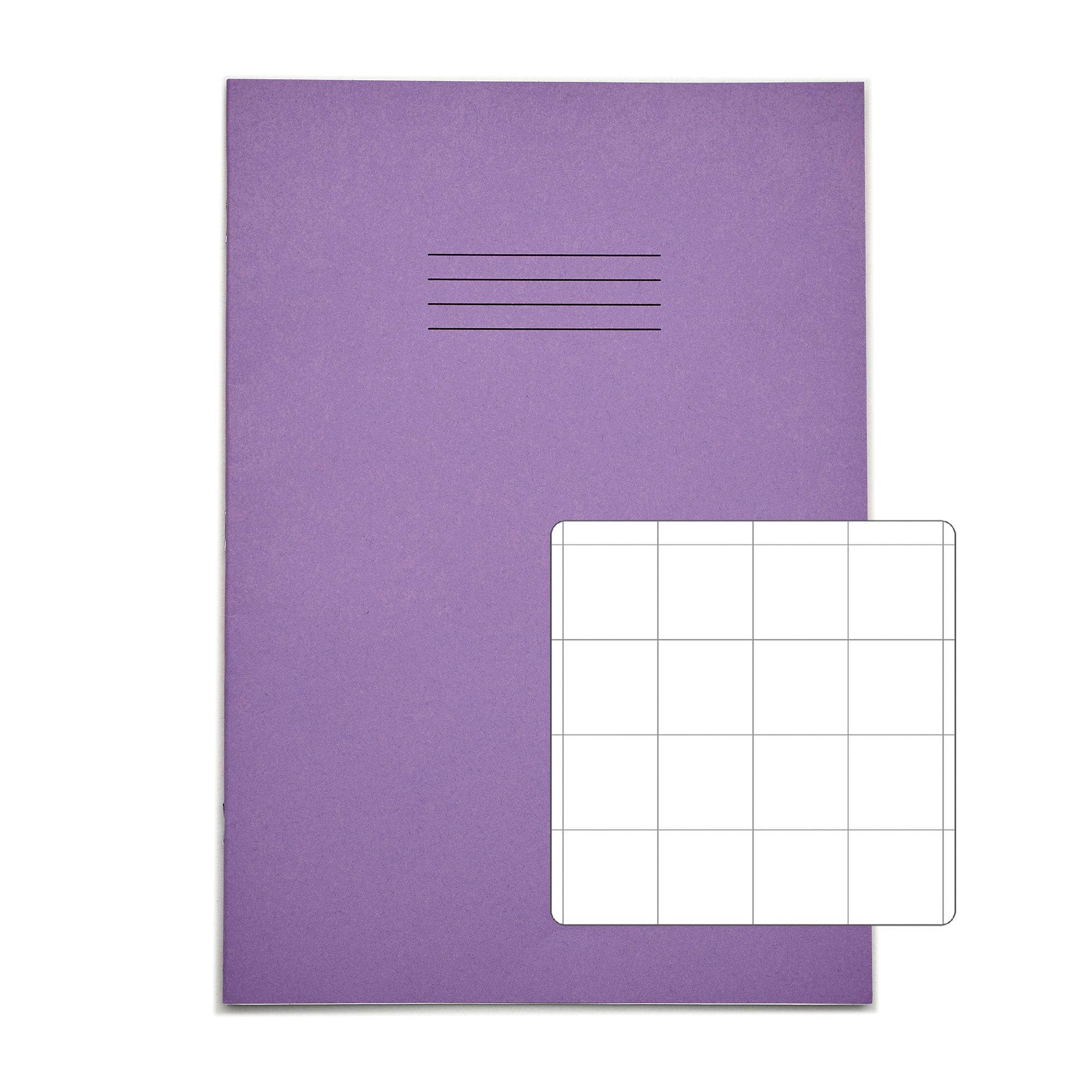Rhino A4 Exercise Book 32 Page 20mm Squared Purple (Pack 100) - VDU014-300-0 DD