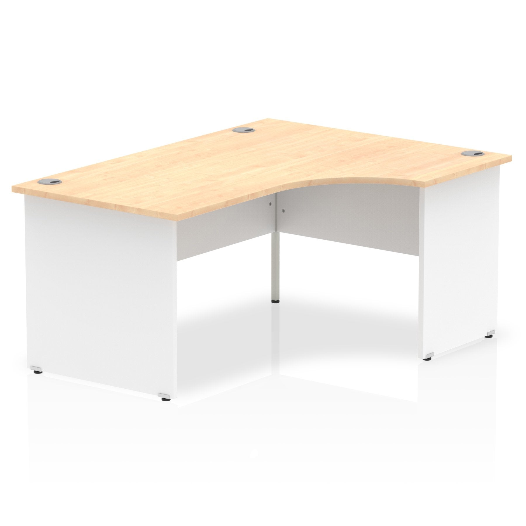 Dynamic Impulse 1600mm Right Crescent Desk Maple Top White Panel End Leg TT000115 DD