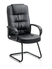 Moore Cantilever Visitor Chair Black Leather With Arms KC0151 DD