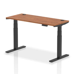 Dynamic Air 1400 x 600mm Height Adjustable Desk Walnut Top Cable Ports Black Leg HA01230 DD