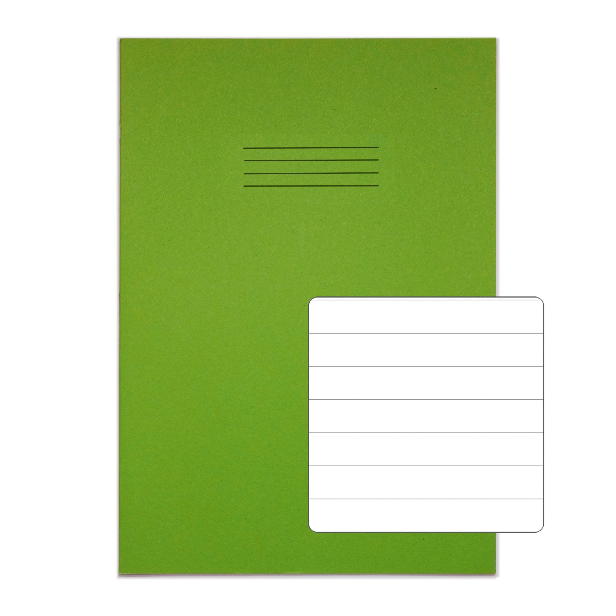 Rhino 13 x 9 A4+ Oversized Exercise Book 40 Page Ruled 12mm Light Green (Pack 100) - VDU024-220-4 DD