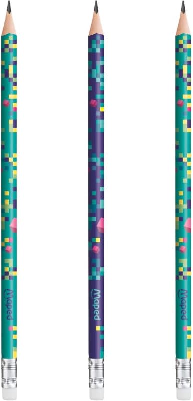 PIXEL PARTY ERASER TIPPED GRAPHITE PENCILS X 6