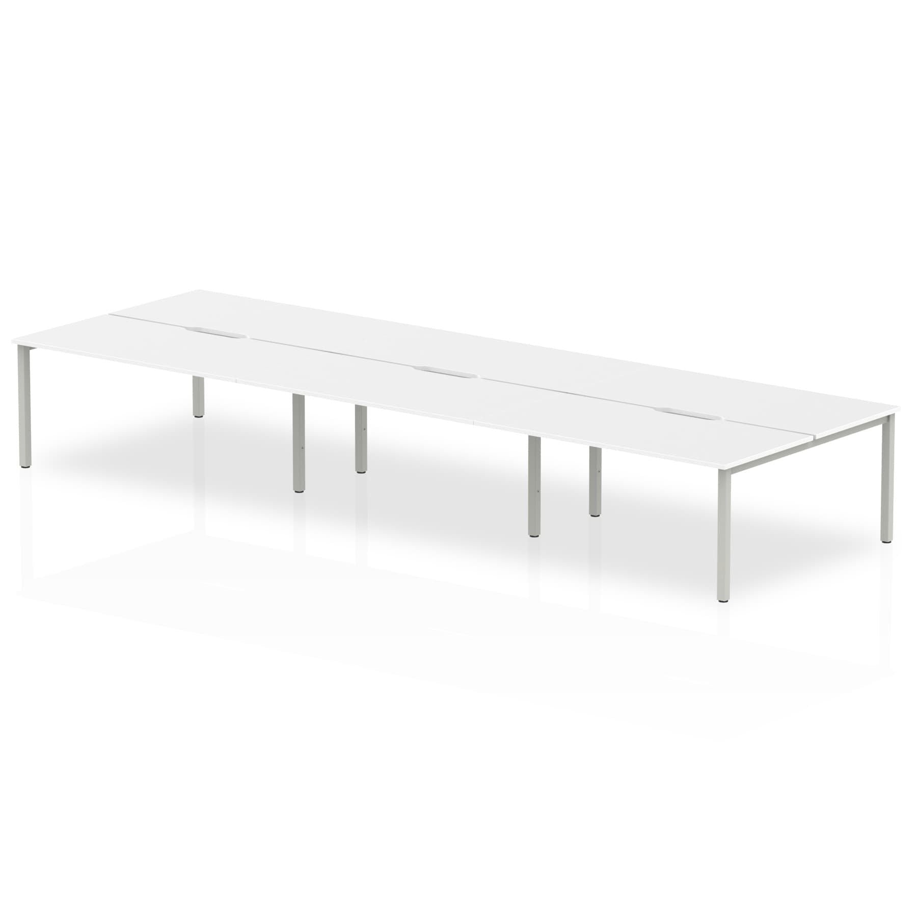 Evolve Plus 1600mm Back to Back 6 Person Desk White Top Silver Frame BE286 DD