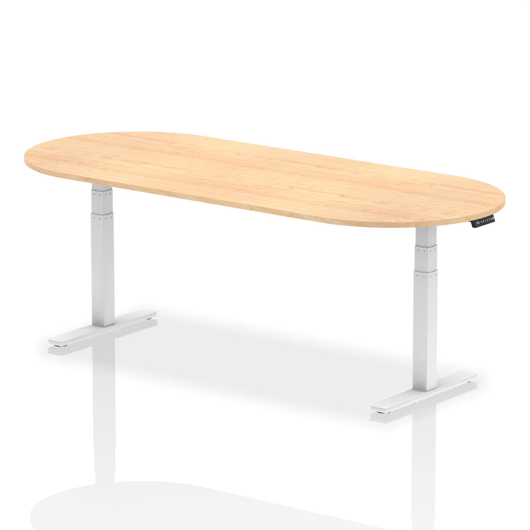 Dynamic Impulse W2400 x D1000 x H660-1310mm Height Adjustable Boardroom Table Maple Finish White Frame - I003561 DD