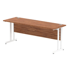 Impulse 1800 x 600mm Straight Desk Walnut Top White Cantilever Leg MI001918 DD
