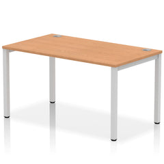 Impulse Single Row Bench Desk W1400 x D800 x H730mm Oak Finish Silver Frame - IB00259 DD