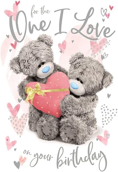 3D Holographic One I Love Birthday Bear Birthday Card