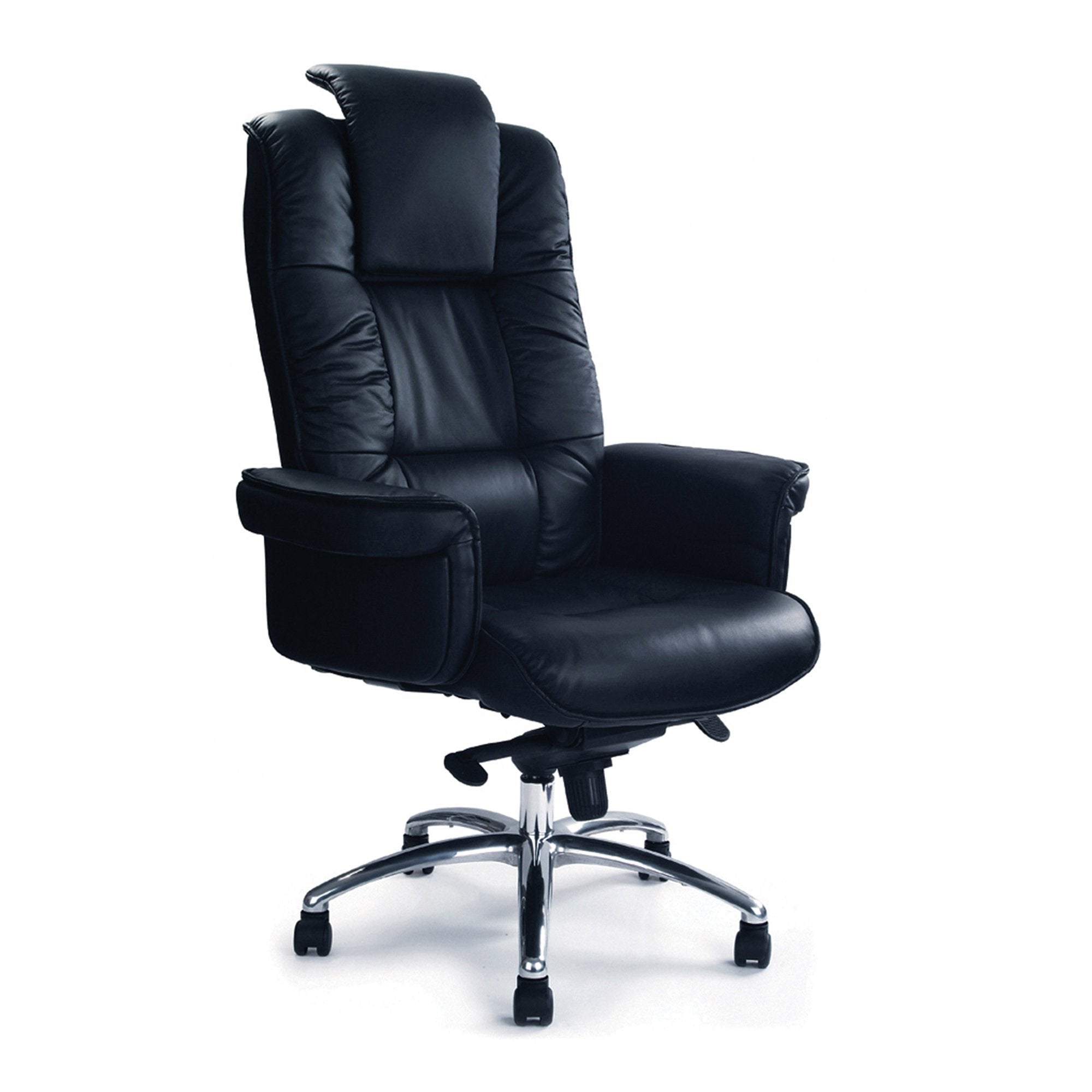 Nautilus Designs Hercules High Back Luxurious Leather Faced Gullwing Executive Office Chair With Integrated Headrest & Arms Black - DPA1611ATG/LBK DD