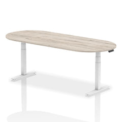 Dynamic Impulse W2400 x D1000 x H660-1310mm Height Adjustable Boardroom Table Grey Oak Finish White Frame - I003572 DD