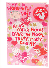 Fun Valentine's Day Card for Wife Includes 100% Gorgeous Valentine's Day Badge