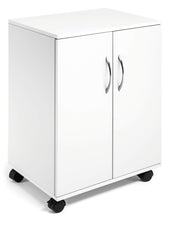 Durable Multi Function Storage Trolley 74x53cm Closed with Doors White - 311502 DD